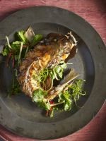 Crisp-fried whole Steward Island blue cod with tamarind & chilli caramel and lemongrass dressing