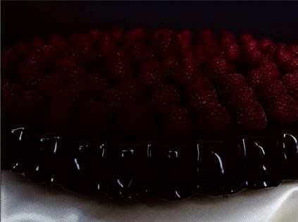 Crisp hazelnut wafers with raspberries and cream