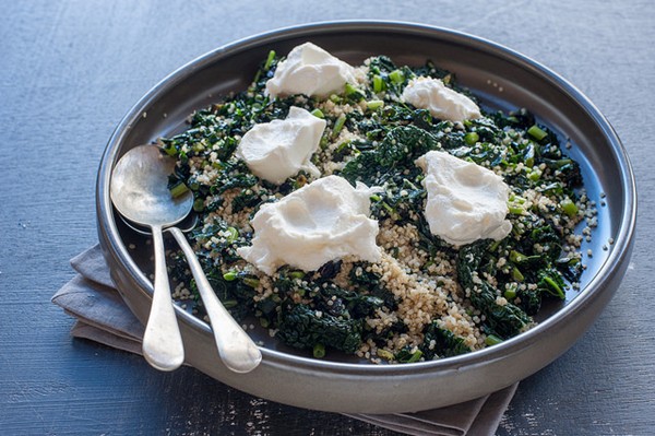 Crisp kale with quinoa & ricotta