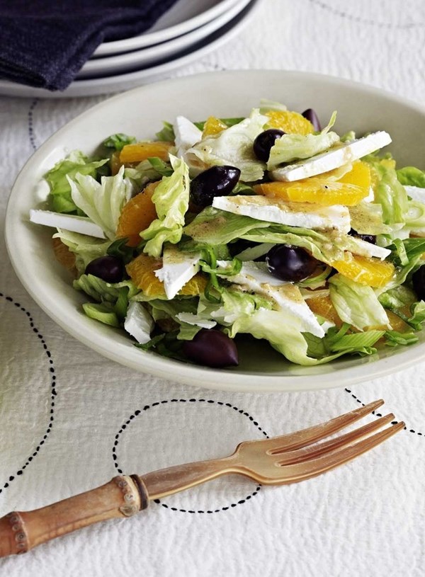 Crisp lettuce, orange and feta salad