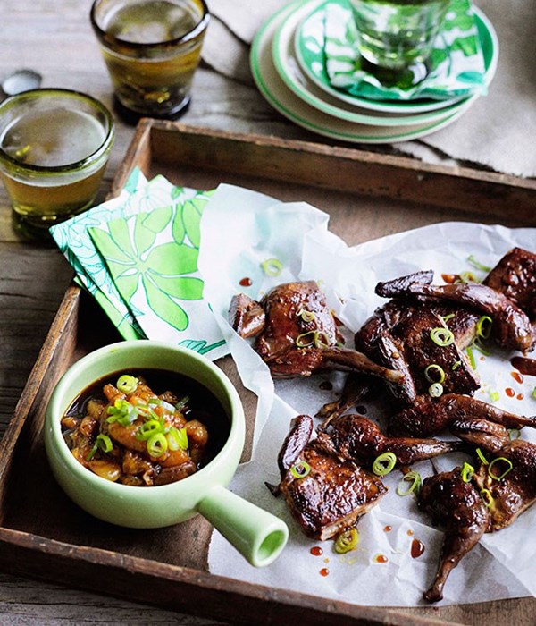 Crisp oolong-smoked quail with mandarin-ginger sauce