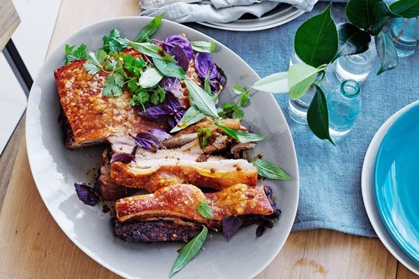 Crisp pork belly with black bean sauce