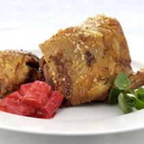 Crisp roast duck with a confit of rhubarb and ginger