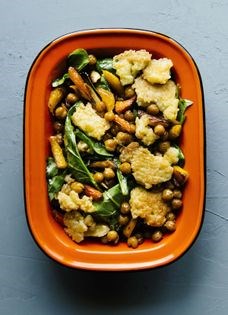 Crisped rice w/carrots, chickpeas + mojo de ajo
