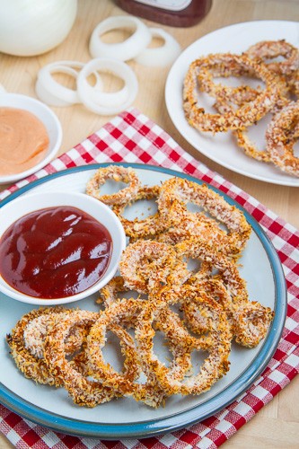 Crispy baked BBQ onion rings