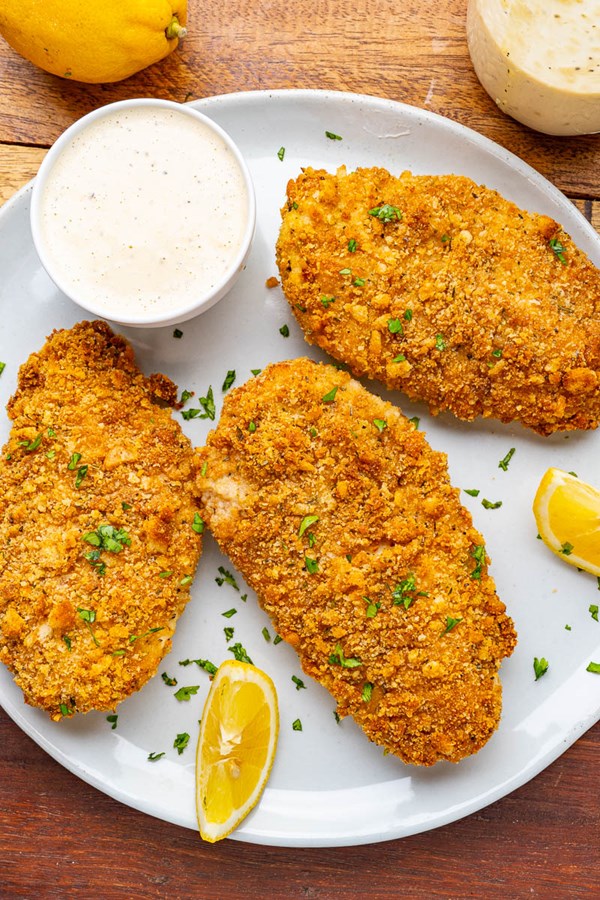 Crispy baked Caesar chicken