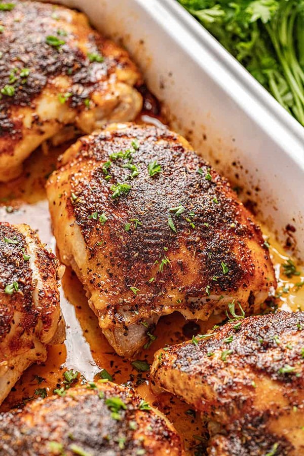 Crispy baked chicken thighs