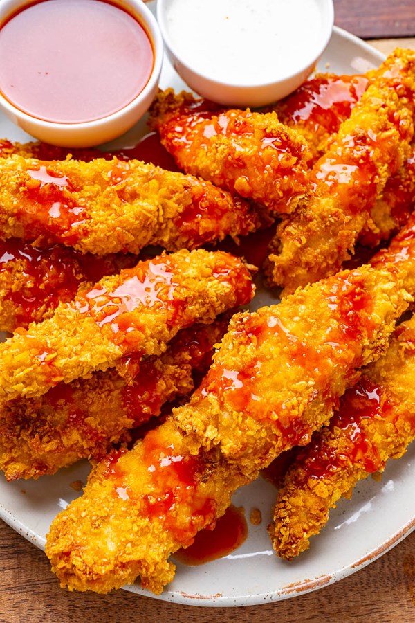 Crispy baked honey Buffalo chicken