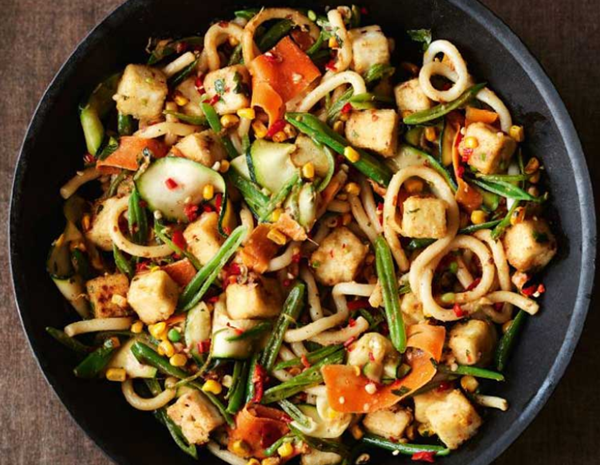 Crispy bang bang tofu, peanut and chilli stir-fry