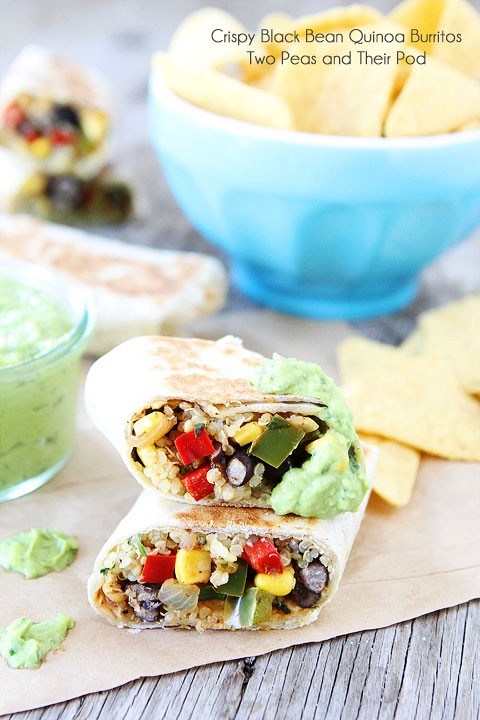 Crispy black bean quinoa burritos