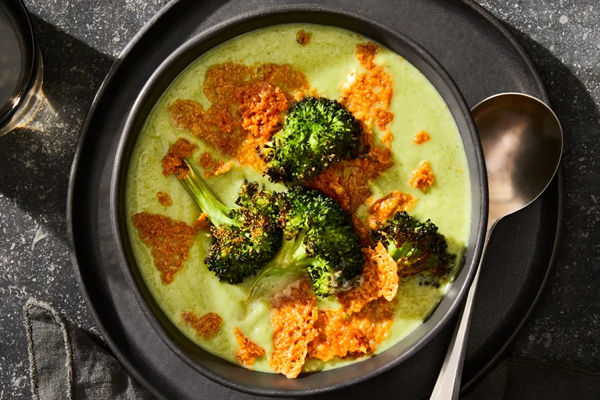 Crispy broccoli cheese soup