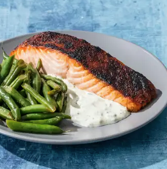 Crispy broiled salmon with lemon-butter green beans