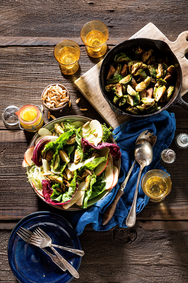 Crispy Brussels sprout salad with citrus-maple vinaigrette