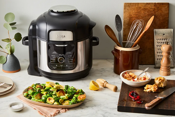 Crispy Brussels sprouts with garlic-chile butter in a multi-cooker
