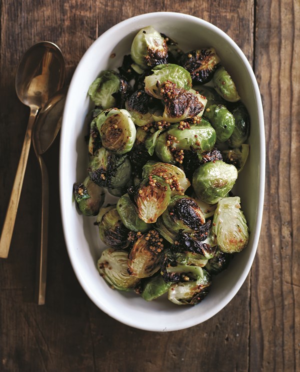 Crispy Brussels sprouts with pickled mustard seeds