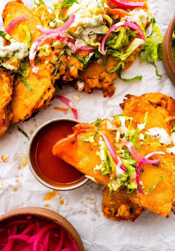 Crispy Buffalo chicken tacos