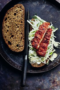 Crispy buttermilk chicken with sprout and celeriac slaw