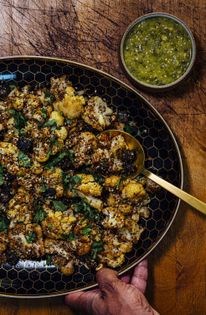 Crispy cauliflower with tomatillo salsa verde