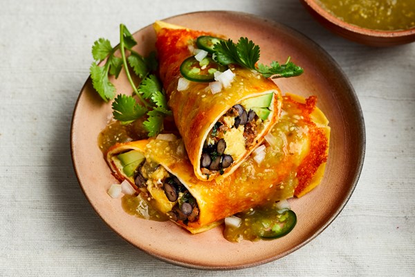 Crispy cheese burritos with chorizo and eggs