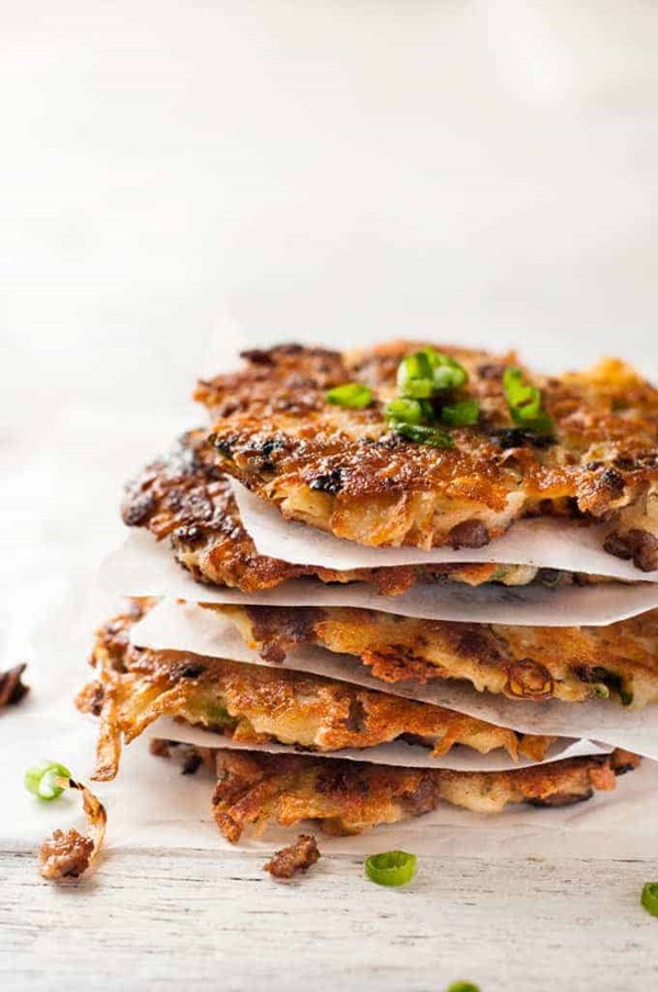 Crispy cheesy sausage hash browns
