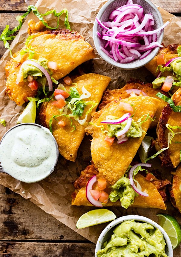 Crispy chicken tacos