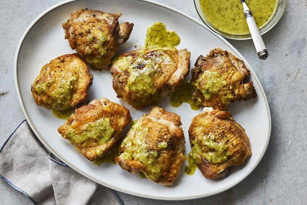 Crispy chicken thighs