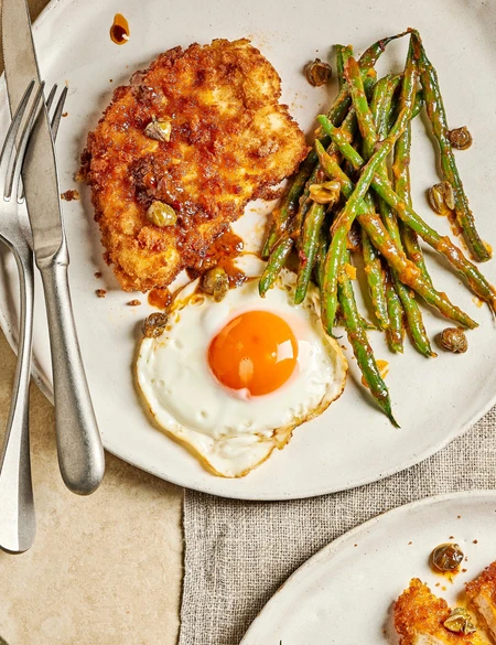 Crispy chicken with harissa honey butter