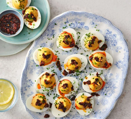 Crispy chilli devilled eggs