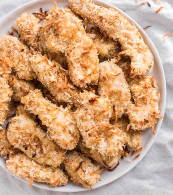 Crispy coconut chicken strips
