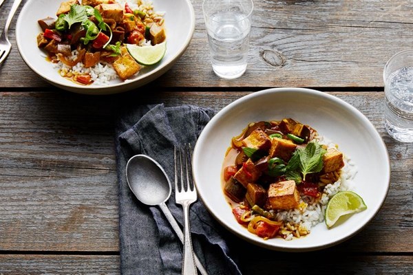 Crispy coconut tofu with burning rings of fire