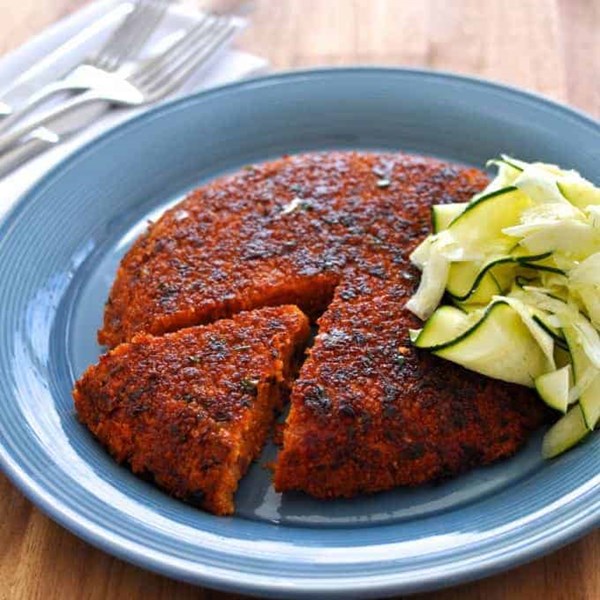Crispy couscous pancake with tomato & onion