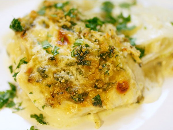 Crispy creamy fennel gratin