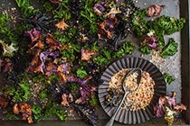 Crispy curly kale with cashew and chilli salt