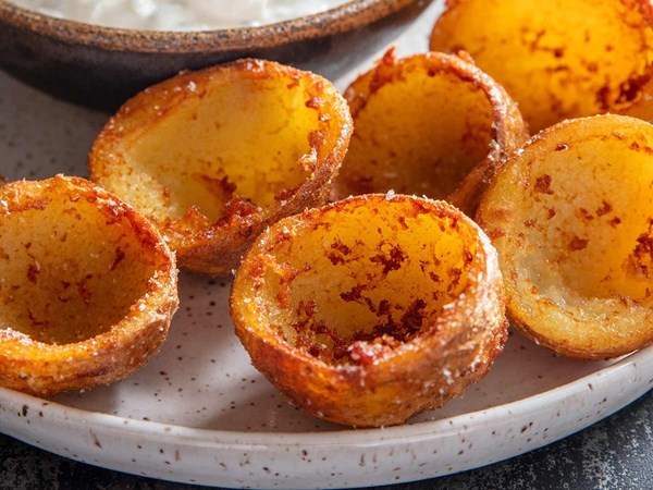 Crispy deep-fried potato-skin cups
