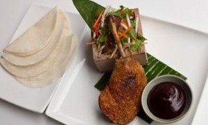 Crispy duck and pancakes