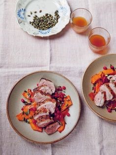 Crispy duck breast with redcurrants & roast pumpkin