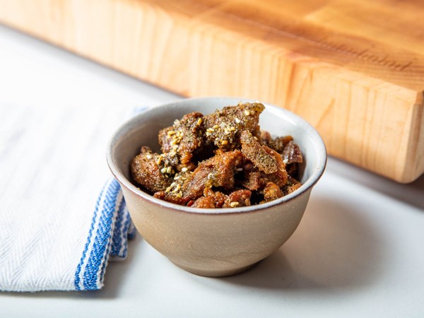Crispy duck cracklings with za'atar and sea salt