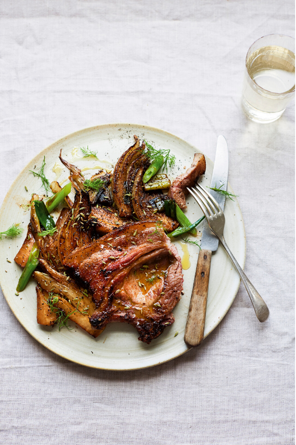 Crispy fennel pork chops with pan-fried fennel