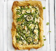 Crispy filo tart with seasonal veg