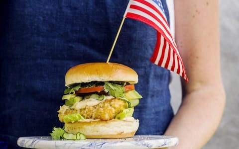 Crispy fish sliders with pickled cucumber and harissa mayo