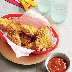 Crispy fish sticks with pineapple ketchup