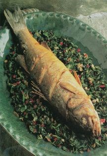 Crispy fish with watercress