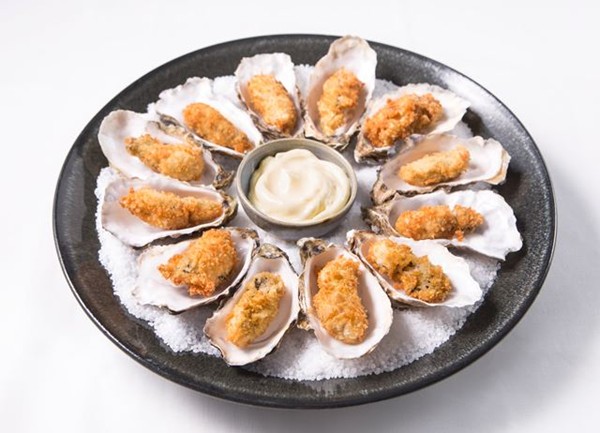 Crispy focaccia oysters with oyster mayonnaise