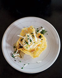 Crispy frico cups with polenta and brown butter