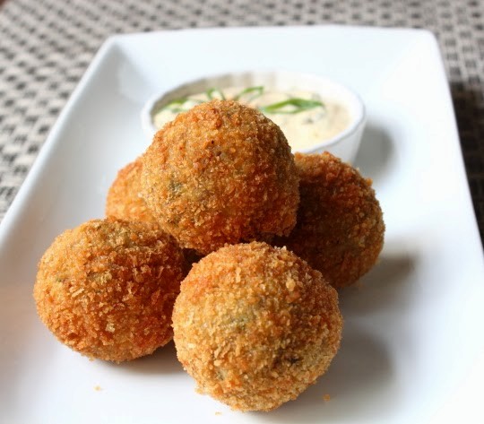Crispy fried boudin balls