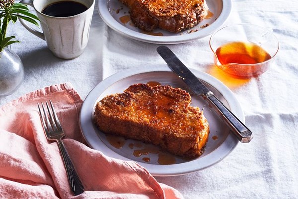 Crispy-fried French toast with hot sauce honey