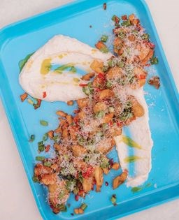 Crispy fried larattes with aioli & goodness