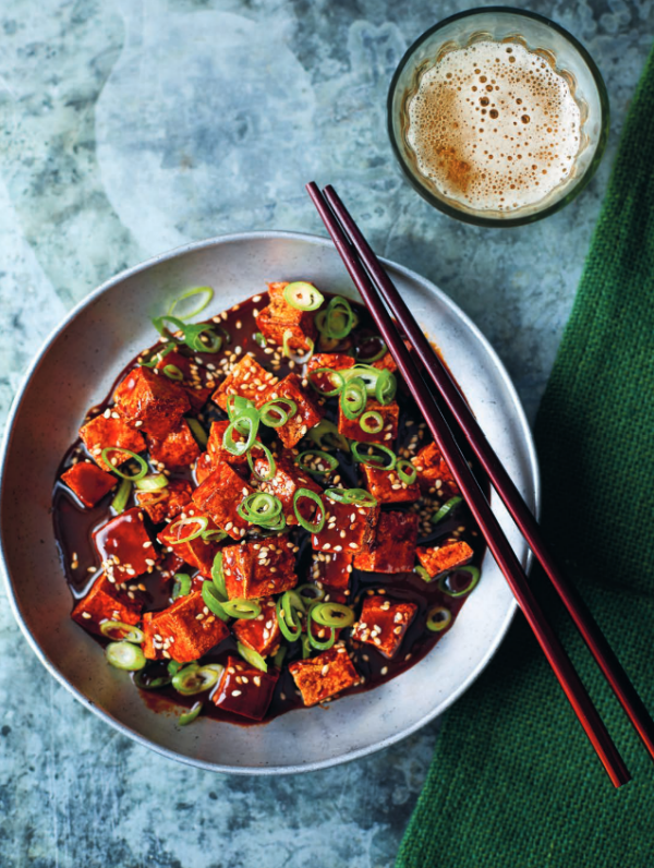 Crispy fried tofu in a hot and sour sauce
