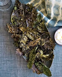 Crispy kale with lemon-yogurt dip