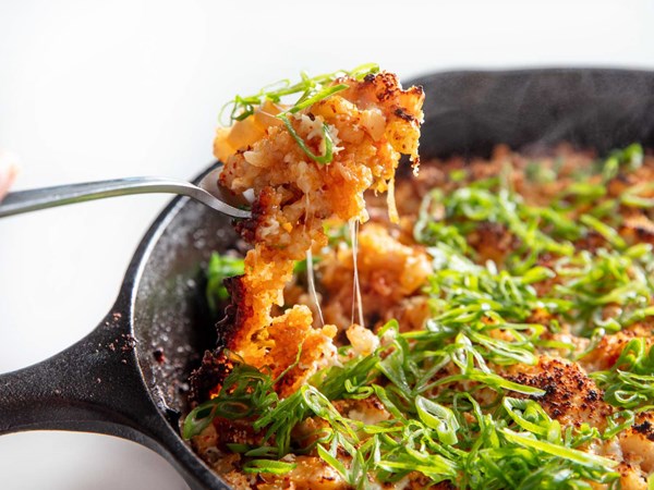 Crispy kimcheesy rice